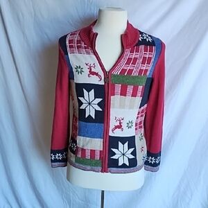 Christopher Banks Christmas zip front cardigan
